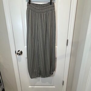 Vanilla Star Striped Smocked Waist Gaucho Pants Wide Leg Boho Lounge Size M